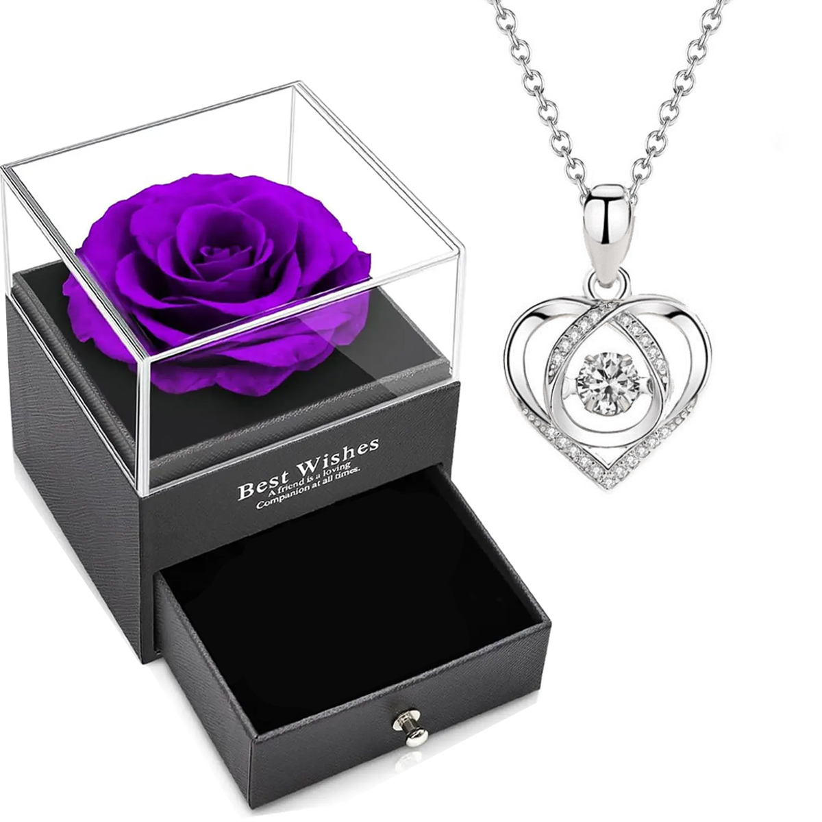 Beating Zircon Necklace and Purple Gift Box Set